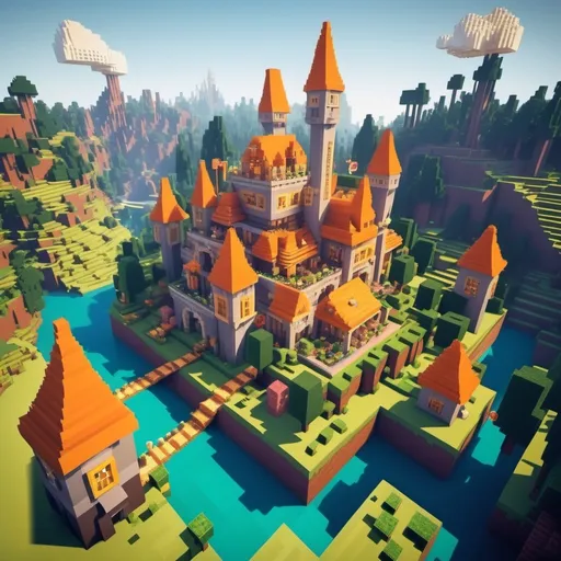 Prompt: Create a fairy tale world, everything is made from burgers, style is Minecraft