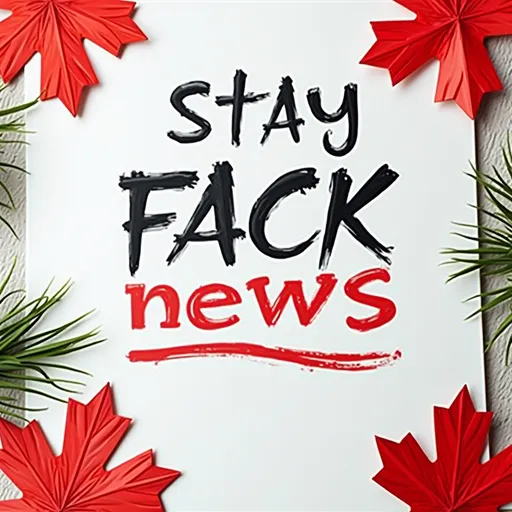 Prompt: poster contains a text stay informed with fack news !!! With red decoration 