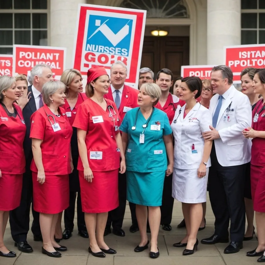 Prompt: 
politicians and nurses talking




