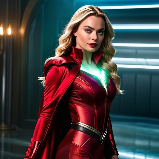 Prompt: High-resolution hyperrealistic photo of Margot Robbie as Scarlet Witch uhd, hdr, 64k, Full Body. 
