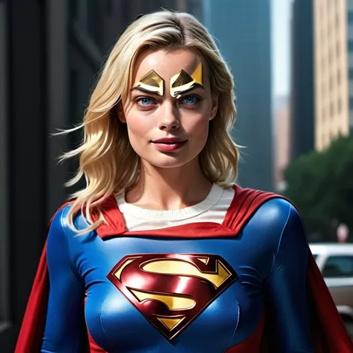Prompt: High-resolution hyperrealistic photo of Margot Robbie as Super Girl uhd, hdr, 64k, full body. 
