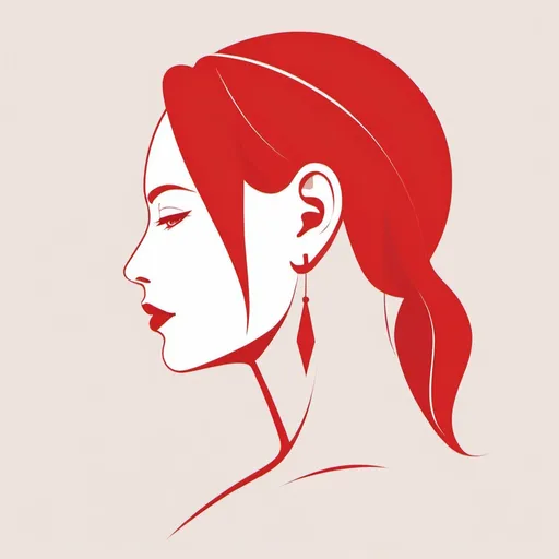 Prompt: Flat illustration a red woman side portrait, simple forms, simple shapes, vector, minimalism, one color