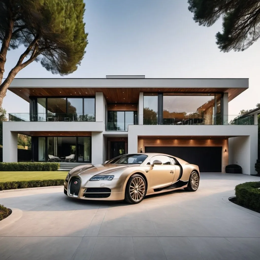 Prompt: luxury car with luxury house

