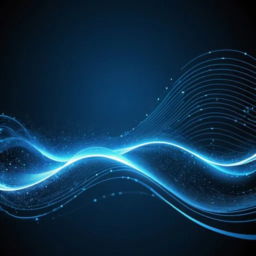 Prompt: Create an abstract full technology blue waves background, with circuits and white background