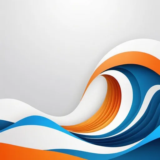 Prompt: Create an abstract technology waves background for presentation with white background, blue and orange waves