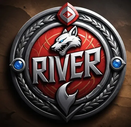 Prompt: Crie um escudo para um time de E-sports chamado River Pratas, buscando trazer o prata como cor principal e buscando destacar o nome “River” ao centro, o simbolo deve ser redondo e possuir uma gama de detalhes medievais.