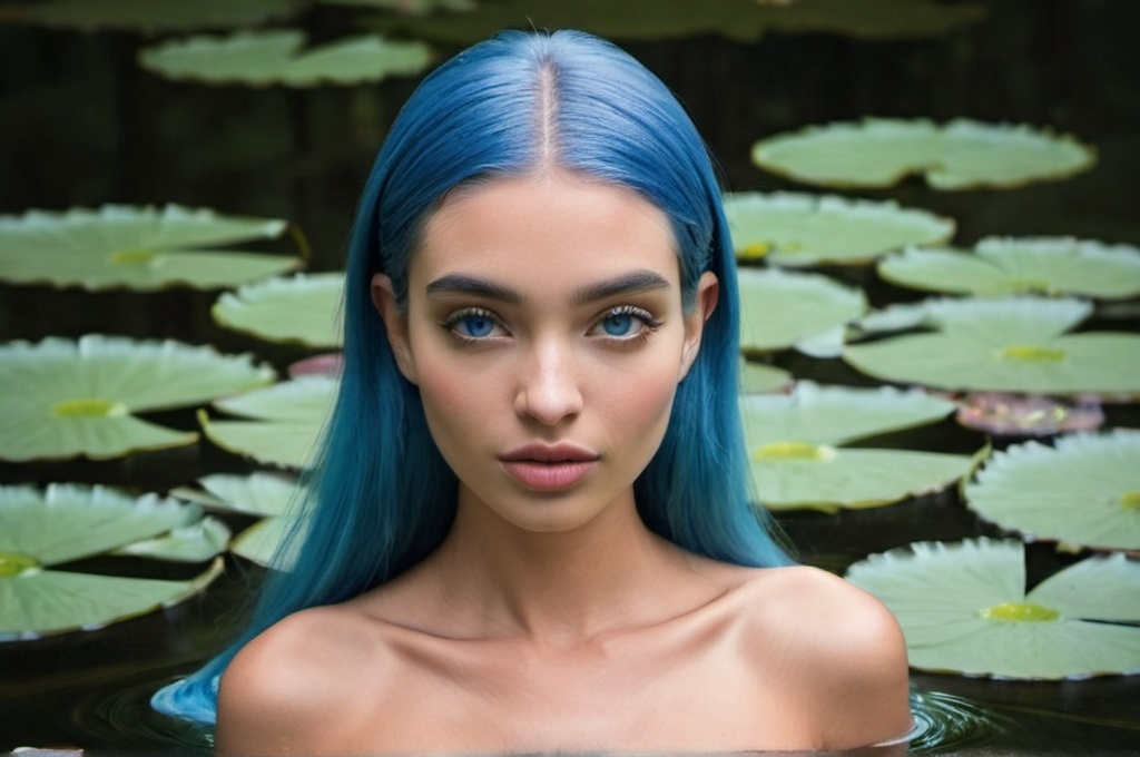 Prompt: if nymphaea caerulea was a supermodel person