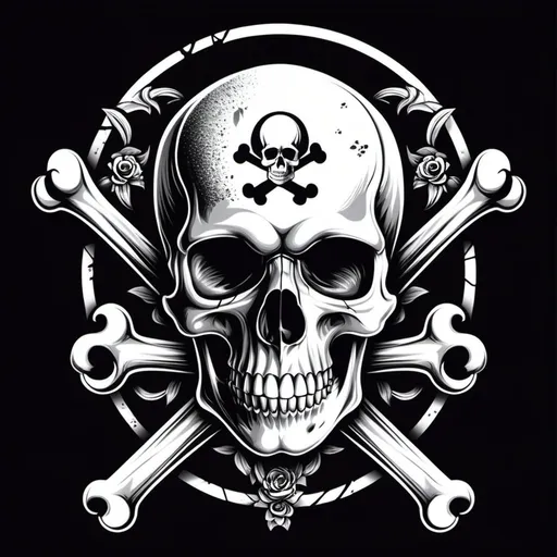 Prompt: cool skull and bones design for t-shirt