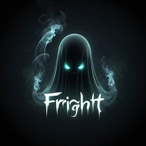 Prompt: Ghostly animated logo with the word 'fright', ethereal wisps of smoke, eerie glowing eyes, transparent floating figure, spooky misty aura, high quality, animated, ghostly, eerie lighting, misty atmosphere, translucent, professional