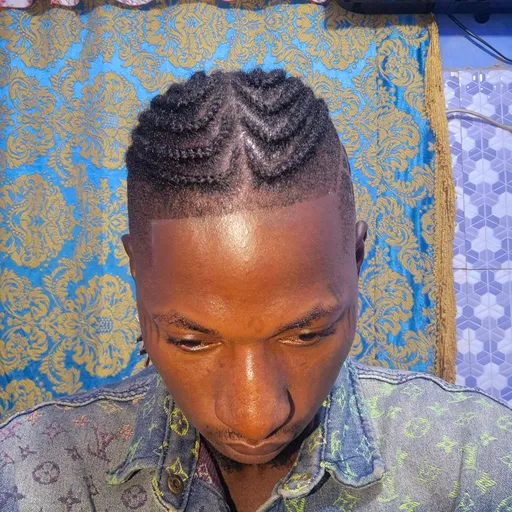 Prompt: 2024 LATEST TRENDY NATURAL BRAIDS HAIRSTYLES IDEAS FOR BLACK MEN BY ALI BOUBACAR