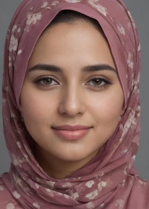 Prompt: attractive hijabi female, smile, floral lining, flirting, (((full body visible))), looking at viewer, portrait, huge chest, photography, hyperdetailed, detailed background, detailed skin, realistic, photo-realistic, 8k, highly detailed, full length frame, High detail RAW color art, diffused soft lighting, sharp focus, hyperrealism, cinematic lighting, forest, Moscow, cinematic lighting, fantasy