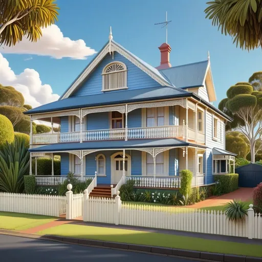 Prompt: A Queenslander style australian house, drawn in the style of the cartoon series Bluey