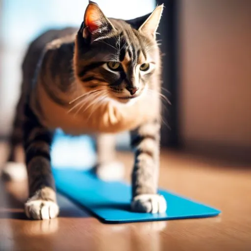 Prompt: A cat doing push-ups