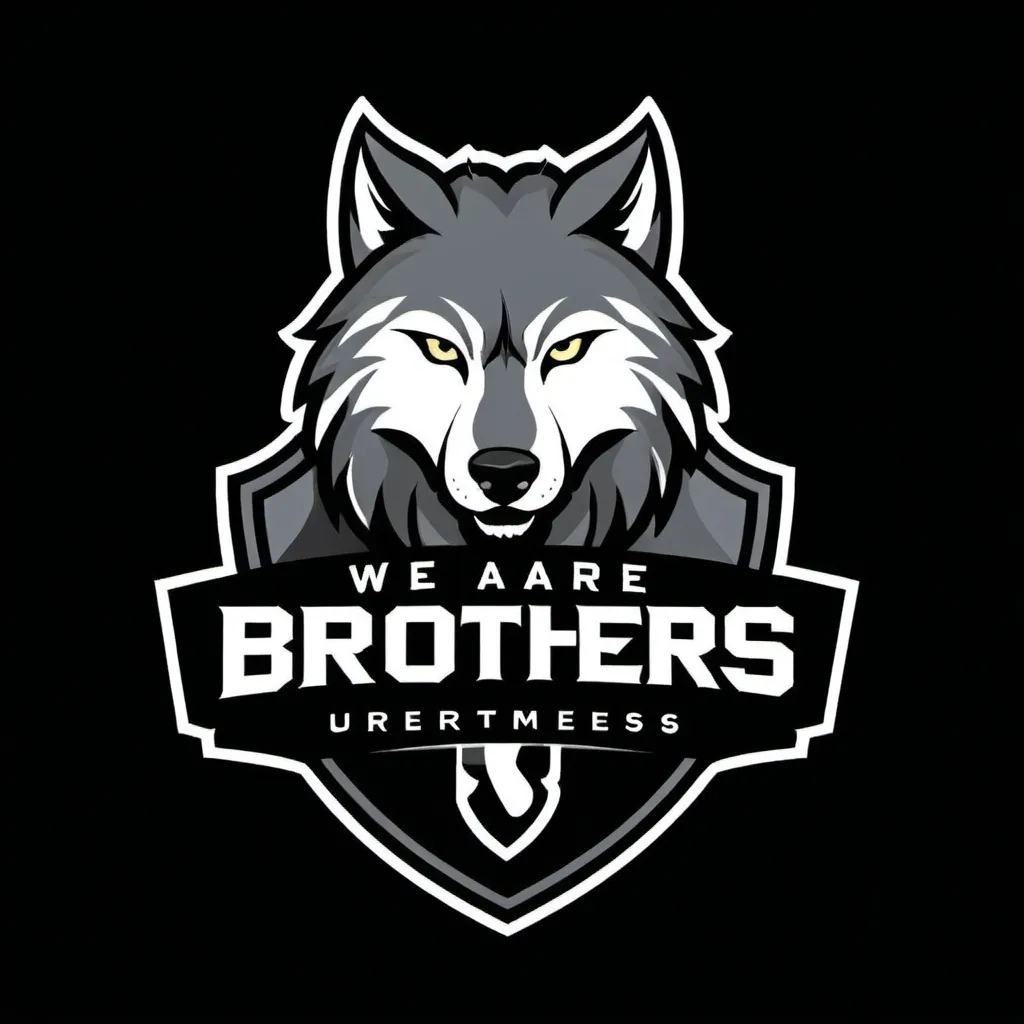 Prompt: Please design me an esport logo with a wolf underneath named we are brothers