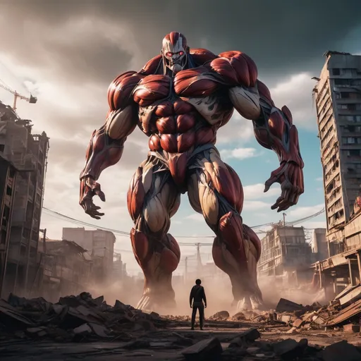 Prompt: Imagine a visually explosive and dynamically vibrant scene in the style of Dynamic style with vibrant colors, featuring the awe-inspiring Colossal Titan. The camera shot is a panoramic view, capturing the immense scale and grandeur of the titan.


Using the Canon EOS R6 Mark II camera with an 85mm lens, the scene is captured with precision and clarity, highlighting the smallest details of the titan's colossal form. The resolution is set at 4K, ensuring a highly detailed and immersive experience.

vibrant and vivid colors dominate the scene, adding a sense of energy and excitement. The Colossal Titan, with its towering height, radiates an intense glow, casting dynamic shadows and highlights across the environment.


The rendering technique used for this style draws inspiration from the cinematic approach of Unreal Engine 5, enhancing the visual impact of the scene. The environment is a mix of futuristic and dystopian elements, providing a visually captivating backdrop for the Colossal Titan's presence.


As the titan looms over the surroundings, buildings crumble and debris fills the air, creating a sense of chaos and destruction. The dynamic colors and lighting effects add an extra layer of intensity to the scene, evoking a feeling of awe and wonder.