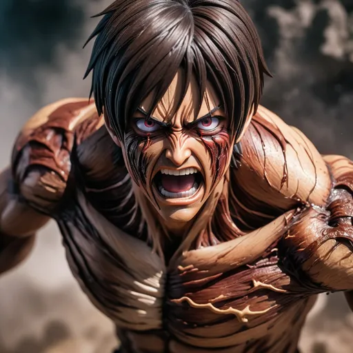 Prompt: Imagine a captivating and visually stunning scene in the Creative style, depicting Eren transforming into the Fighting Titan. The camera shot is a close-up, focusing on the intense facial expression and the intricate details of the transformation.


Using the Nikon D850 camera with a 35mm lens, the scene is captured with precision and clarity. The resolution is set at 8K, ensuring an incredibly high level of detail that brings the transformation to life.


The Creative style embraces artistic experimentation and imaginative elements. As Eren undergoes the transformation, vibrant and surreal colors swirl around him, representing the immense power and energy surging within. The scene incorporates elements of abstract shapes and textures, adding a touch of artistic flair.

