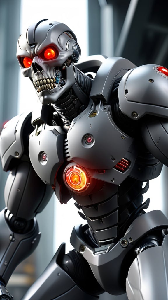 Prompt: Photorealistic, full-body rendering, Tyrant zombie biological weapon from Resident Evil movie, ultra-detailed, front camera angle, exhibiting an imposing, herculean physique with decomposing, mech with a menacing and formidable appearance, dark and shadowy color scheme, armored, piercing red-fire glowing eyes, intricate mechanical design, high-resolution image capturing the complex fusion of human and machine, sickly grey, emphasizing the nightmarish and formidable presence, skin, and a muscular right-arm adorned with a formidable eye and a colossal clawed hand, depicted in a spectrum of ashen grays  