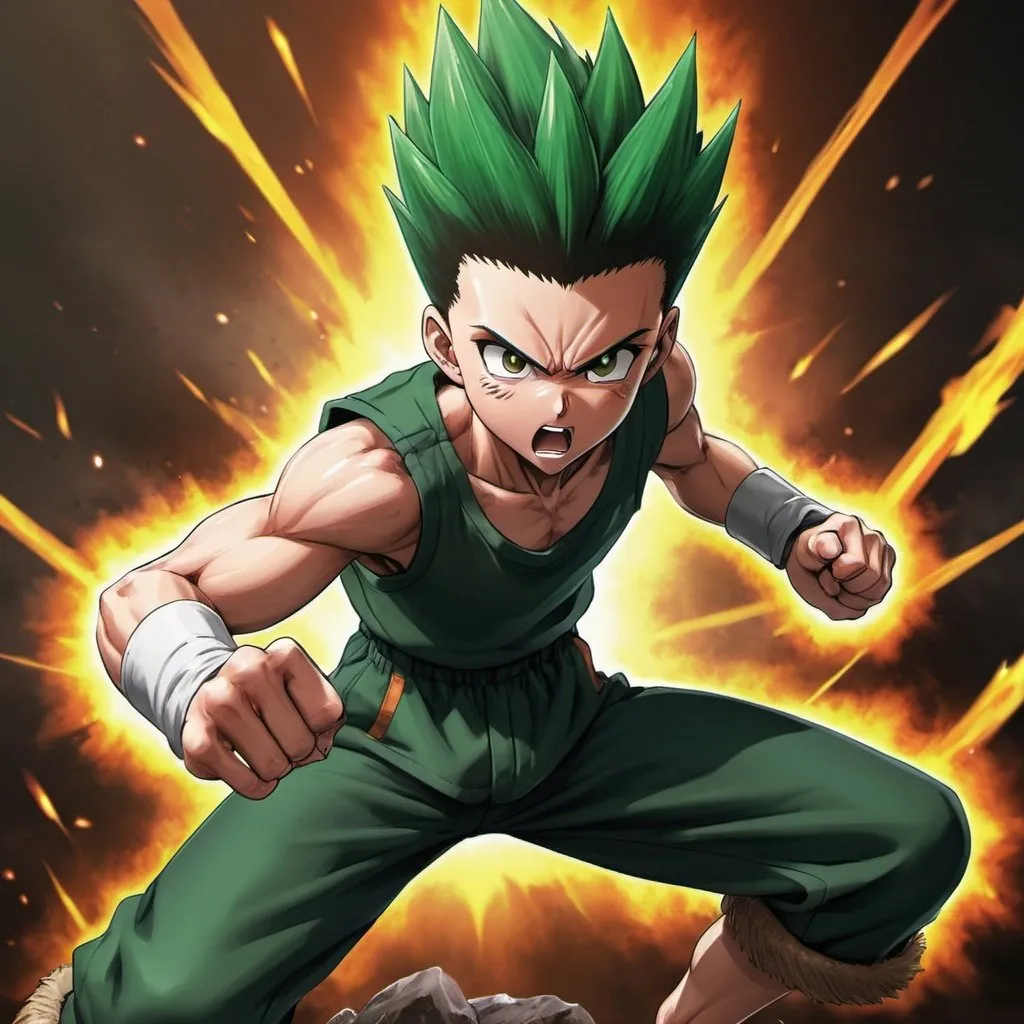 Gon Freecss, the determined young hunter, unleashes...