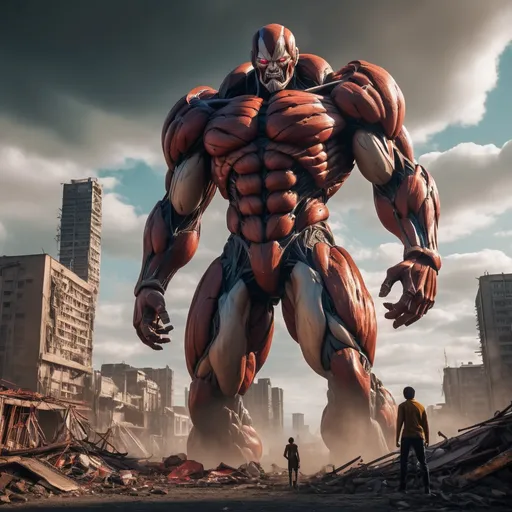 Prompt: Imagine a visually explosive and dynamically vibrant scene in the style of Dynamic style with vibrant colors, featuring the awe-inspiring Colossal Titan. The camera shot is a panoramic view, capturing the immense scale and grandeur of the titan.


Using the Canon EOS R6 Mark II camera with an 85mm lens, the scene is captured with precision and clarity, highlighting the smallest details of the titan's colossal form. The resolution is set at 4K, ensuring a highly detailed and immersive experience.

vibrant and vivid colors dominate the scene, adding a sense of energy and excitement. The Colossal Titan, with its towering height, radiates an intense glow, casting dynamic shadows and highlights across the environment.


The rendering technique used for this style draws inspiration from the cinematic approach of Unreal Engine 5, enhancing the visual impact of the scene. The environment is a mix of futuristic and dystopian elements, providing a visually captivating backdrop for the Colossal Titan's presence.


As the titan looms over the surroundings, buildings crumble and debris fills the air, creating a sense of chaos and destruction. The dynamic colors and lighting effects add an extra layer of intensity to the scene, evoking a feeling of awe and wonder.