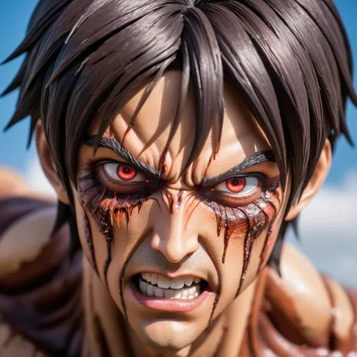 Prompt: Imagine a captivating and visually stunning scene in the Creative style, depicting Eren transforming into the Fighting Titan. The camera shot is a close-up, focusing on the intense facial expression and the intricate details of the transformation.


Using the Nikon D850 camera with a 35mm lens, the scene is captured with precision and clarity. The resolution is set at 8K, ensuring an incredibly high level of detail that brings the transformation to life.


The Creative style embraces artistic experimentation and imaginative elements. As Eren undergoes the transformation, vibrant and surreal colors swirl around him, representing the immense power and energy surging within. The scene incorporates elements of abstract shapes and textures, adding a touch of artistic flair.

