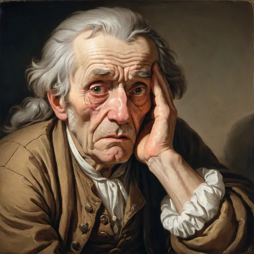 Prompt: a old anxious man from 18 th century
