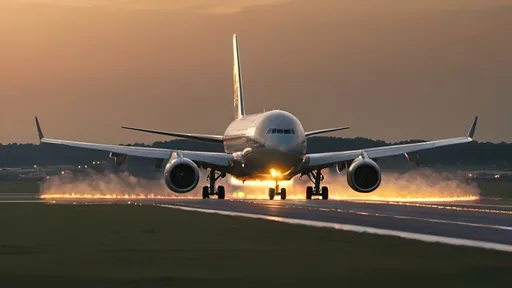 Prompt: Create a cinematic portrait of a large passenger plane taking off at dusk. The scene should capture the moment as the plane ascends from the runway. The plane's partially illuminated. The angle should be wide and low and slightly tilted to emphasize the plane's power and majesty, making the image look like a scene from a high-budget film, Make it high definition 4k.