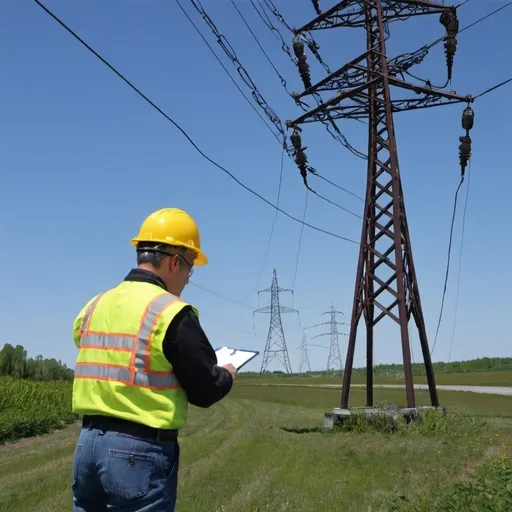 Prompt: Manual inspection of power lines