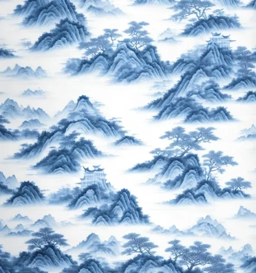 Prompt: 
A majestic, wallpaper,  and sunset, Chinese Blue Porcelain pattern 