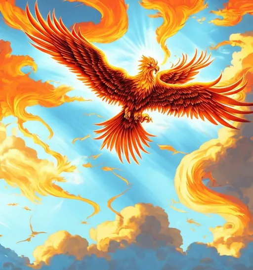 Prompt: 
A majestic, wallpaper, with Phoenix and sunset