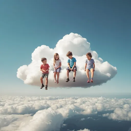 Prompt: Kids are playing on cloud