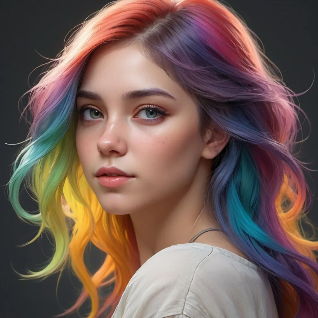 Prompt: (a beautiful young girl) , ((( long colorful gradient multi color hair))) 8k resolution concept art portrait by Greg Rutkowski, Artgerm, WLOP, Alphonse Mucha Josan Gonzalez dynamic lighting hyperdetailed intricately detailed Splash art trending on Artstation triadic colors Unreal Engine 5 volumetric lighting <lora:add_detail:0. 4> <lora:epi_noiseoffset2:0. 4> <lora:hairdetailer:0. 6> <lora:more_details:0. 3> <lora:add-detail-xl:1. 2> <lora:DetailedEyes_V3:1. 2> <lora:offset_0. 2:1. 2>