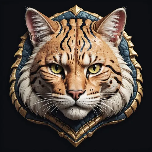 Prompt: Regal Wildcat in monster shell art style