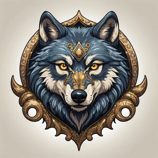 Prompt: Regal Wild wolf in monster shell art style