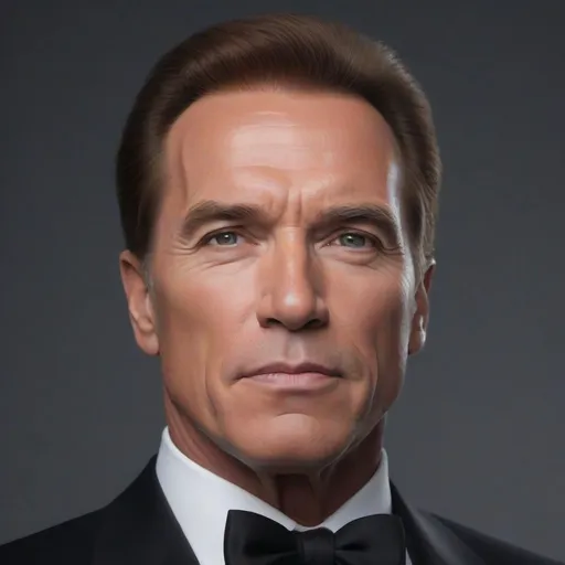 Prompt: Waist high Portrait of a handsome (Arnold Schwarzenegger) in real look tuxedo, solid black dark background  perfect detailed face, detailed symmetric hazel eyes with circular iris, realistic, stunning realistic photograph, 3d render, octane render, intricately detailed, cinematic, trending on art station, Isometric, Centered hyper  realistic cover photo, awesome full color, hand drawn, dark, gritty, Klimt, erte 64k, high definition, cinematic, neoprene, portrait featured on unsplashed, stylized digital art, smooth, ultra high definition, 8k, unreal engine 5, ultra sharp focus, intricate artwork masterpiece, ominous, epic, trending on art station, highly detailed, vibrant, ultra-realistic, concept art, elegant, highly detailed, intricate, sharp focus, depth of field, f/1.8, 85mm, medium shot, mid shot, (((professionally color graded))), bright soft diffused light, (volumetric fog), trending on Instagram, hdr 4k, 8k