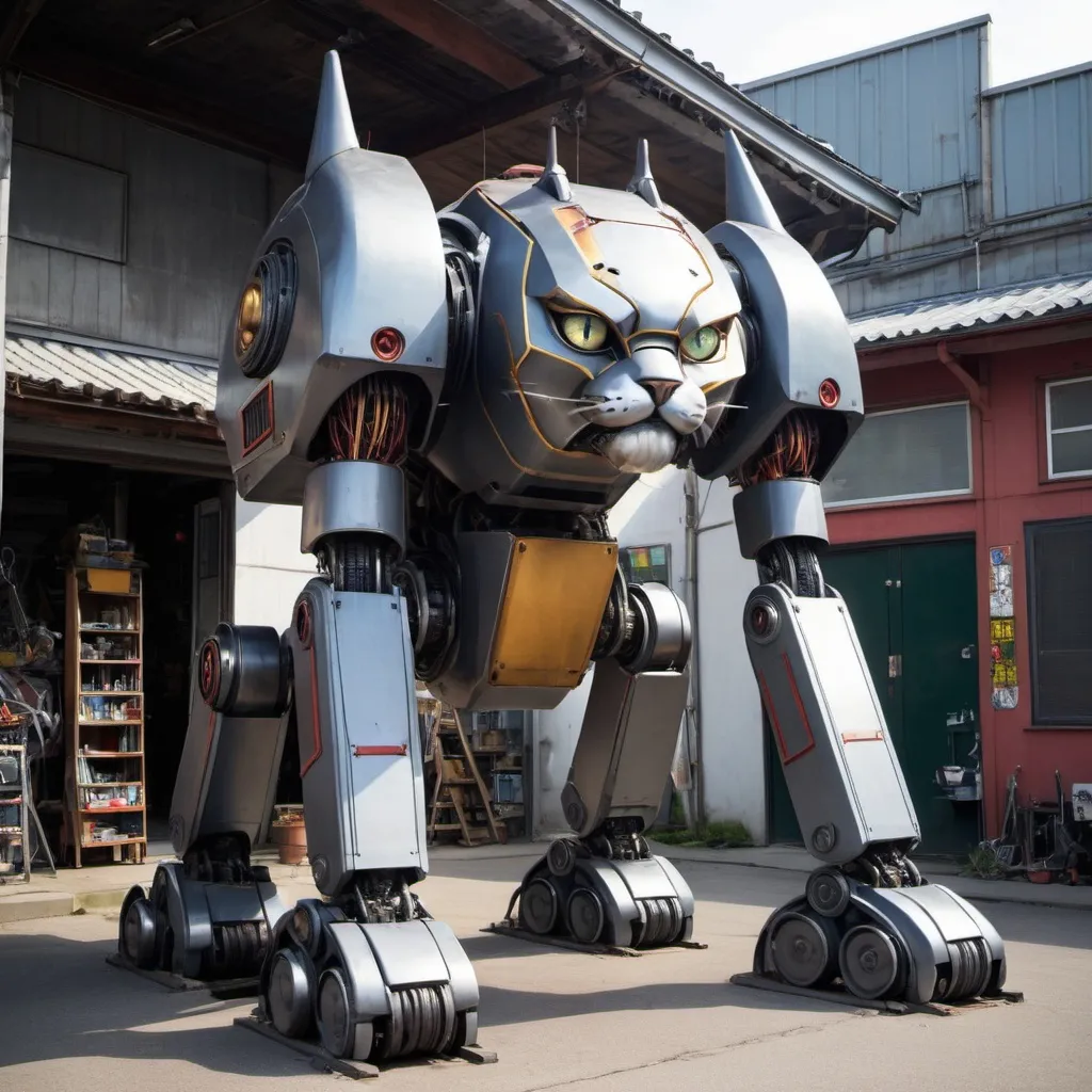 Prompt: A giant robot cat