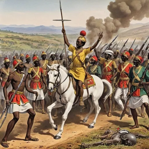 Prompt: Ethiopian victory against Italy's colonization effort at the Battle of Adwa