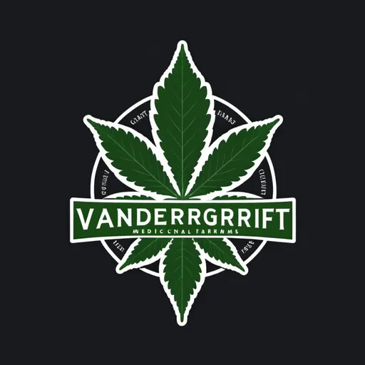 Prompt: Starting a medical marijuana company and I would like you to make a logo with a marijuana leaf on it also showing other chemical structures of other cannabinoids major and minor ones and I want the name of the company on the logo to read Vandergrift Farms