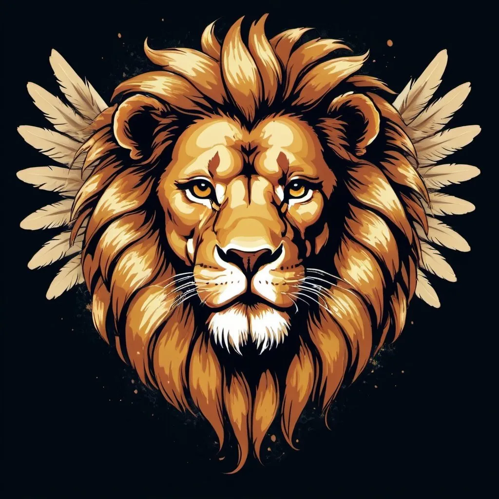 Prompt: Lion have wings, design  for a t shirt
