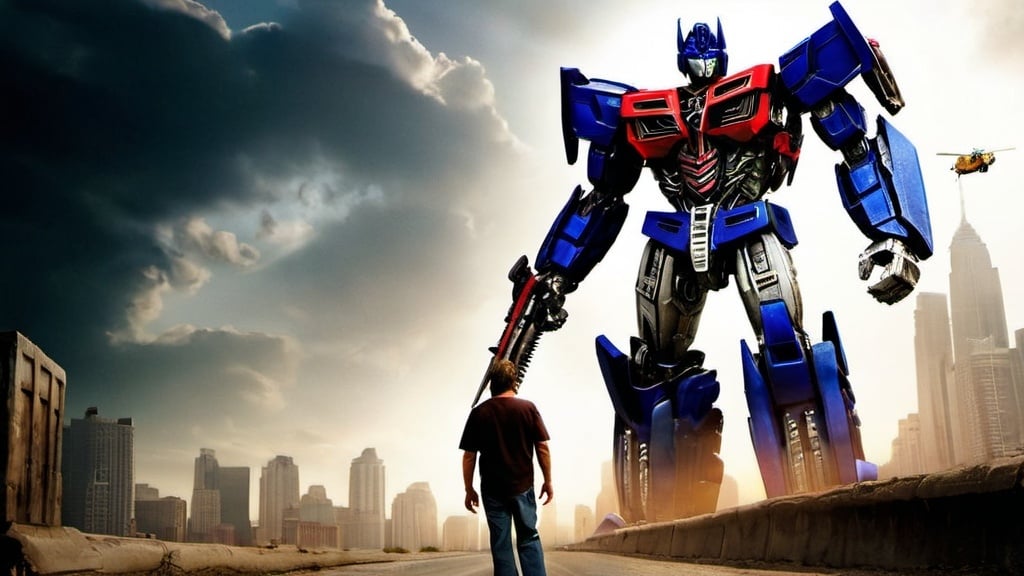 Prompt: An inspiring and encouraging pic of the movie Transformers wall paper which is clean and simple 