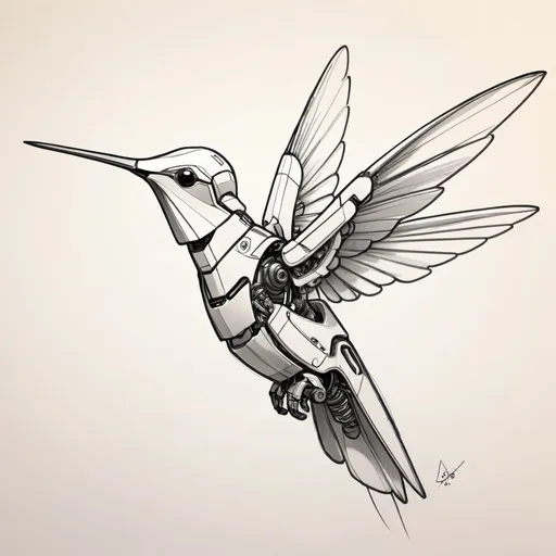 Prompt: robotic humming bird sketch '