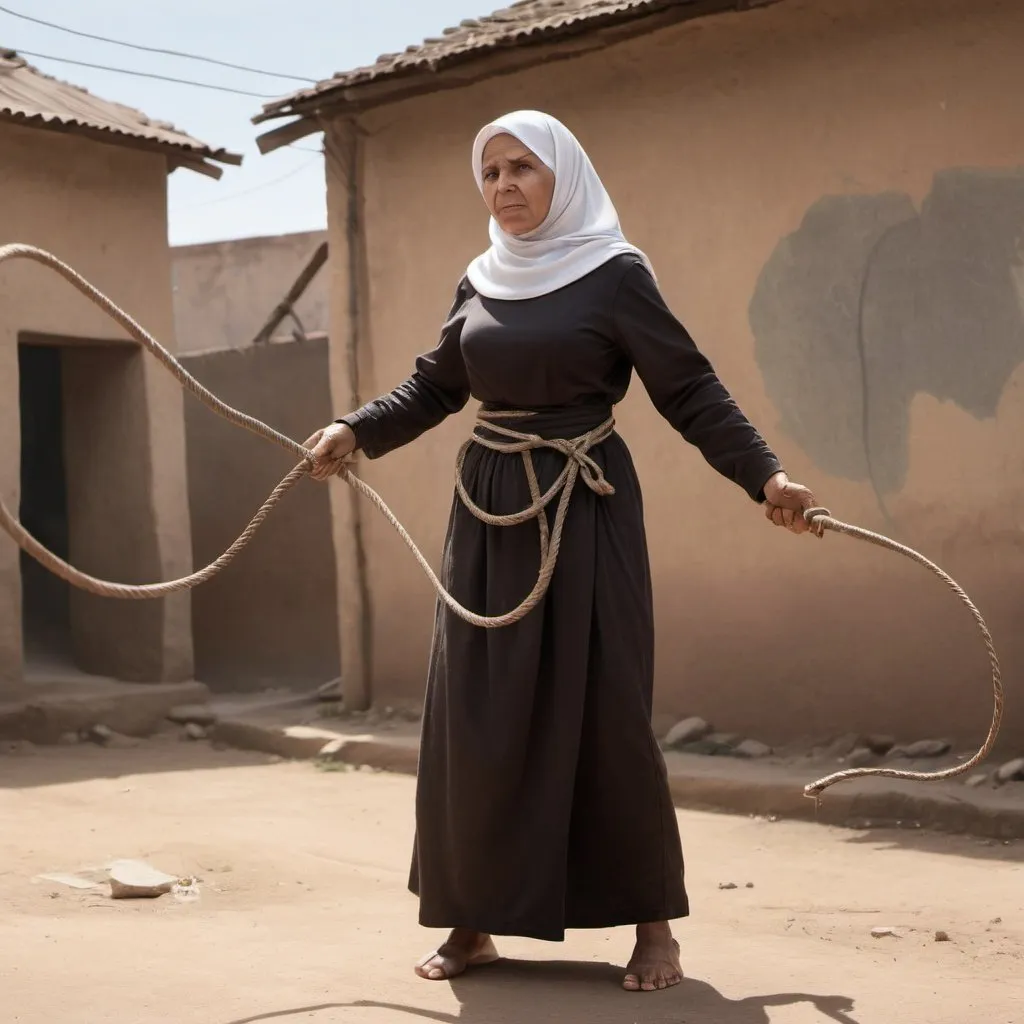 Prompt: Mother Theressa fighting poverty with a whip, realistic, high resolution