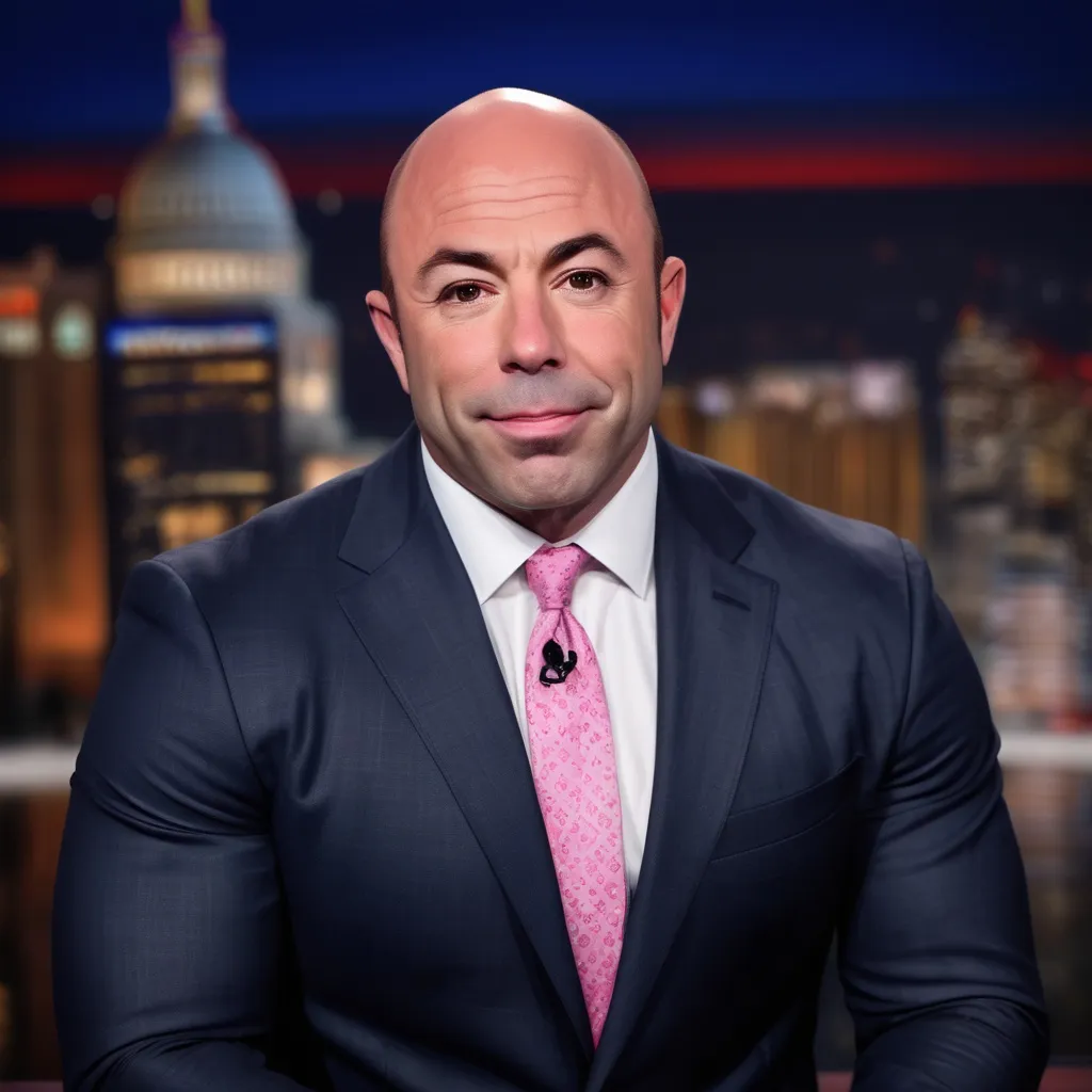 Prompt: Joe rogan and Brian Stelter combined. Realistic picture, soft lighting. Make him look feminine. 