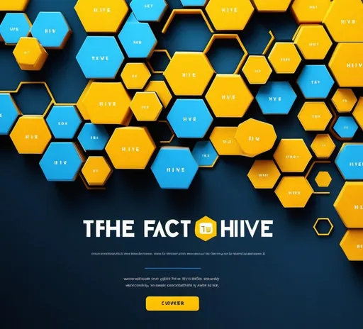 Prompt: (accurately spelled text "The Fact Hive"), vibrant and eye-catching YouTube cover photo, bold typography, engaging and modern design, a hive or honeycomb theme, energetic color palette with warm yellows and cool blues, emphasizes fun and knowledge, dynamic background elements, high contrast for visibility, captivating visuals that attract viewers, HD quality, suitable for a broad audience.