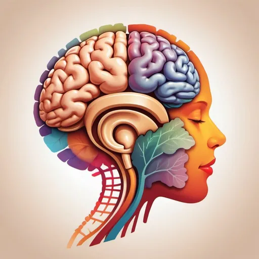 Prompt: logo Front-facing artistic illustration of a brain and a mouth related to speech therapy, detailed cerebral cortex, vibrant and warm color palette, soft lighting, professional illustration, digital art, detailed lips, realistic anatomy, speech therapy, detailed brain structure, vibrant colors, warm tones, soft lighting, professional, artistic