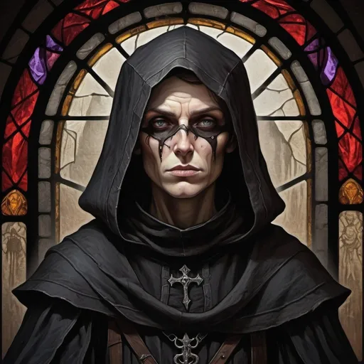 Prompt: Christian pirat nun, dark nun, nun, pirat nun, christian pirat, scars, dead eye, pirat, convent, rhum, cursed nun, black flag, necromantic atmosphere, mystical and otherworldly atmosphere, drape and detailed fabrics with linen texture, intense and focused gaze, high-quality, highres, detailed, fantasy art, post-apocalyptic, mystical atmosphere, intense gaze, video game, Skyrim style, lord of the rings style, Magic the gathering style, Wayne Reynolds style, Marc Tedin style, Carl Critchlow style, Ilse Gort style