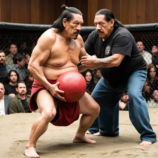 Prompt: Sumo danny trejo 
Trial by combat flunky ball