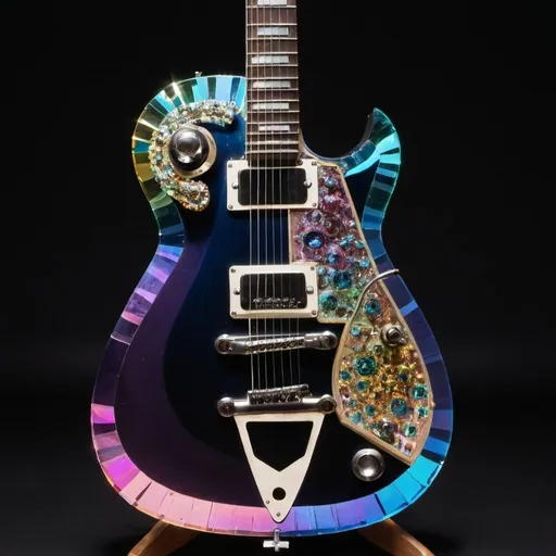 Prompt: A bismuth cristal guitar 