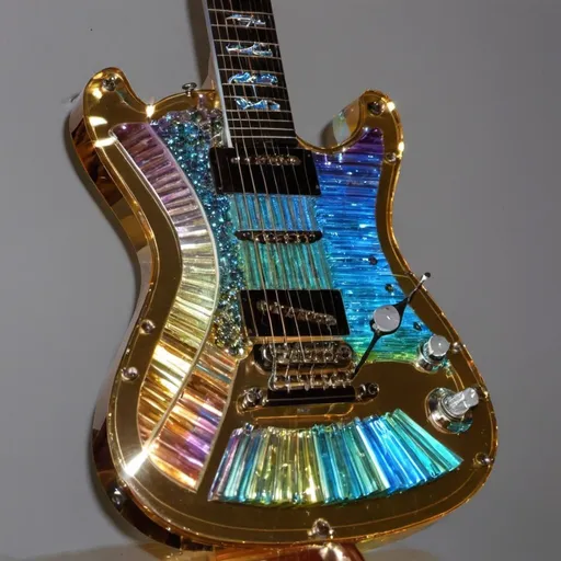 Prompt: A bismuth cristal guitar 