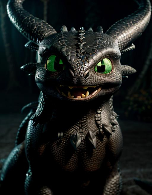 Prompt: Toothless from How to Train Your Dragon