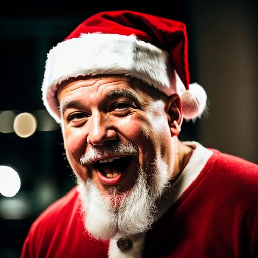 Prompt: Santa Clause yelling "Merry Christmas!"